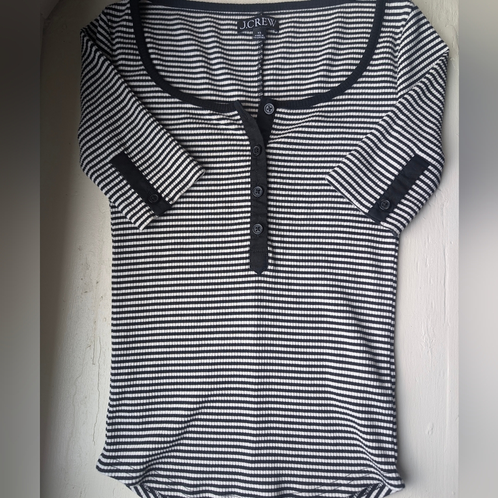 J. Crew Black and White Striped Top